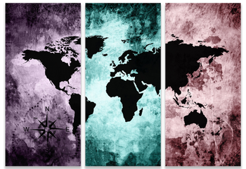 Canvastavla - The world map - Pastels