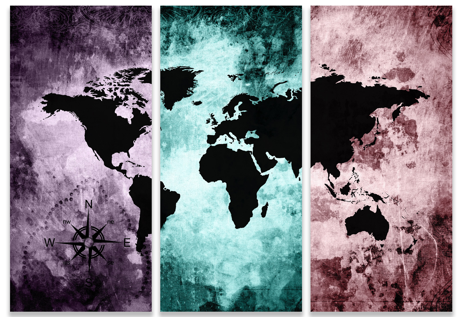 Canvastavla - The world map - Pastels