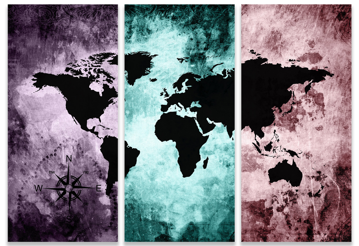 Canvastavla - The world map - Pastels