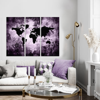 Canvastavla - Purple Pastel world map