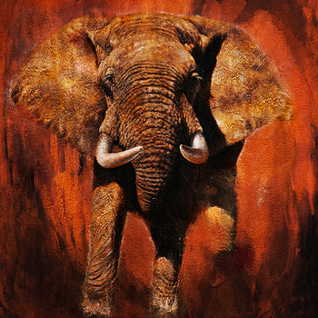 Abstrakt Oljemålning - Springande Elefant