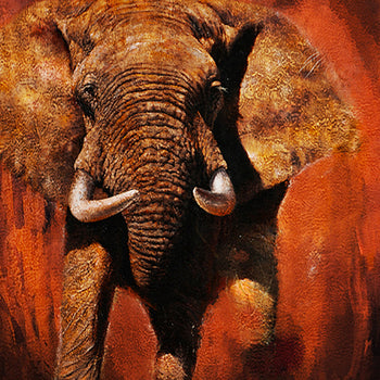 Abstrakt Oljemålning - Springande Elefant