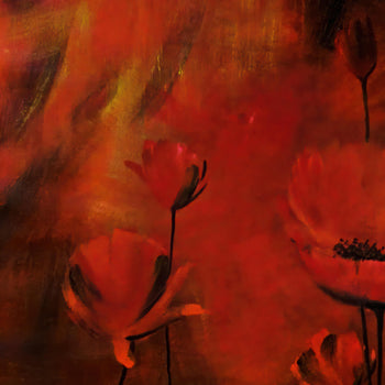 Abstrakt Oljemålning - Poppy in the night