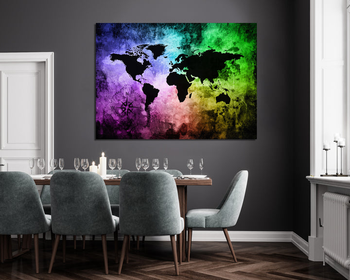 Canvastavla - Rainbow world map