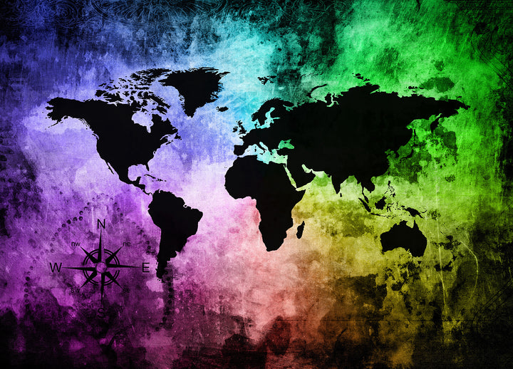 Canvastavla - Rainbow world map