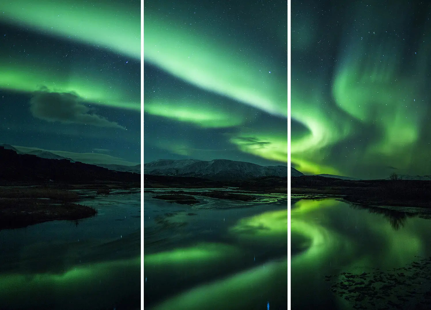 Ljuddämpande tavla - Norrsken - Vacker norrsken i delar