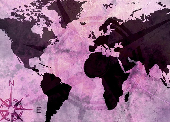Canvastavla - Pink world map
