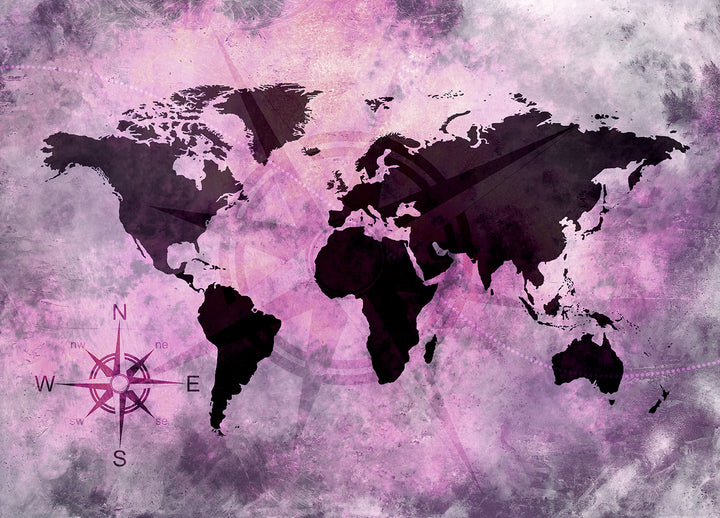 Canvastavla - Pink world map