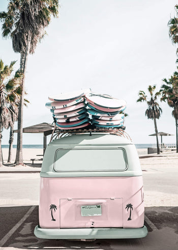 Canvastavla - Pink van beach