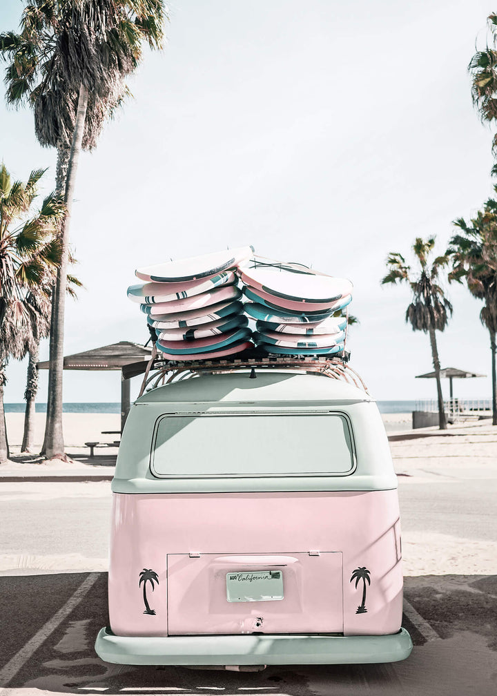 Canvastavla - Pink van beach