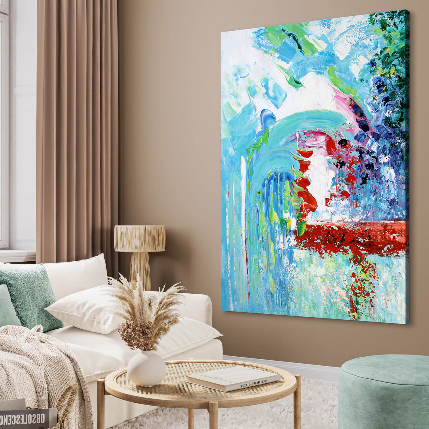 Abstrakt Oljemålning - Turquoise Dream (80x120)