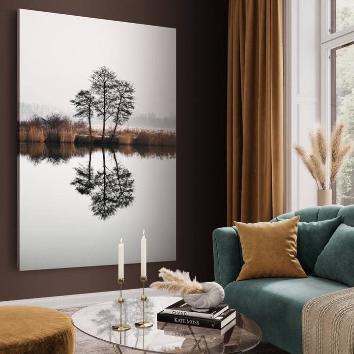 Ljuddämpande tavla - Tree Lake and Reflections