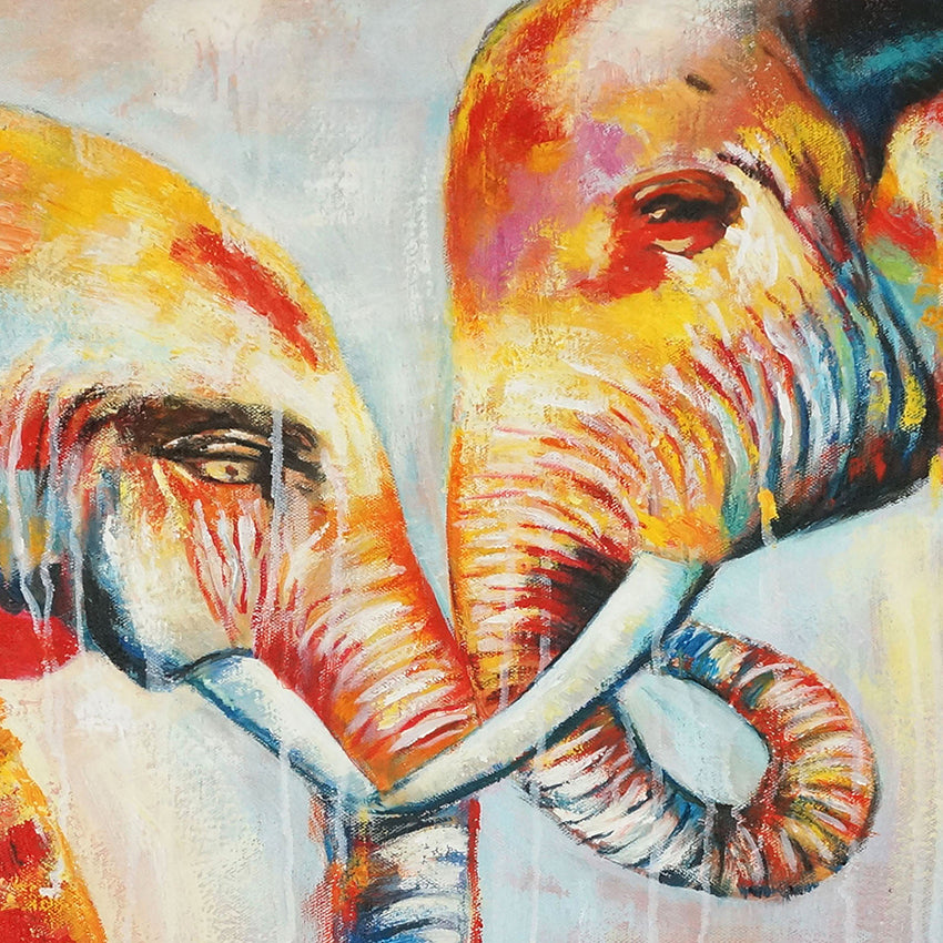 Abstrakt Oljemålning - Elephant Love