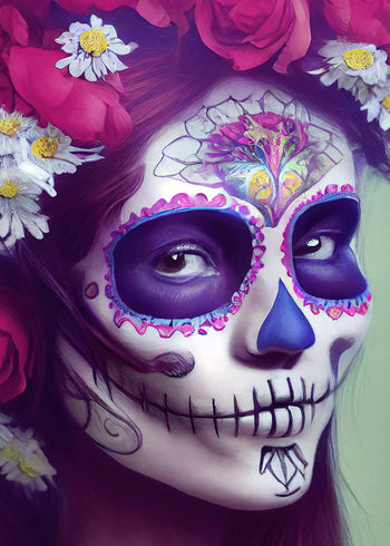 Ljuddämpande tavla - Skull and Flowers