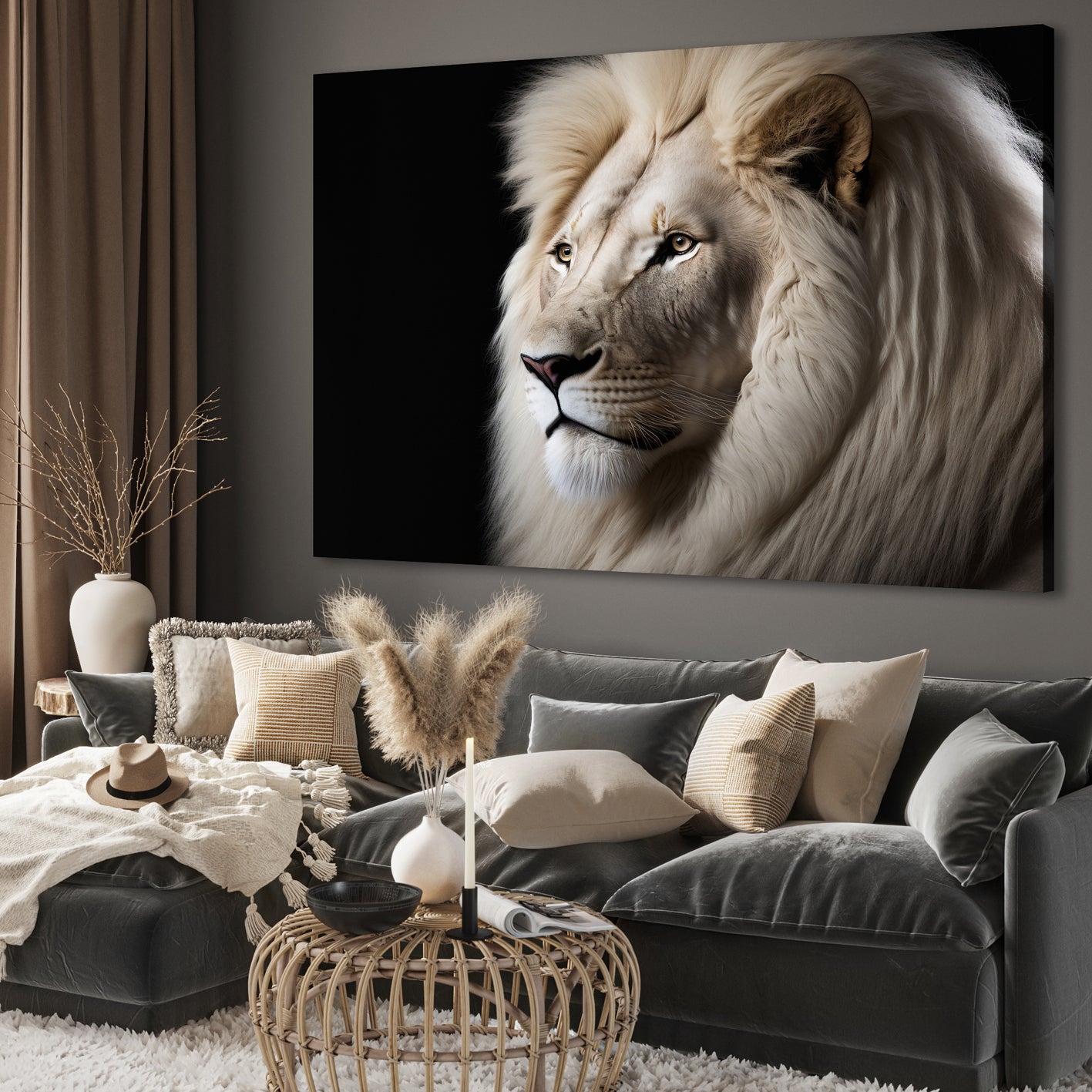 Canvastavla - Beige Lion