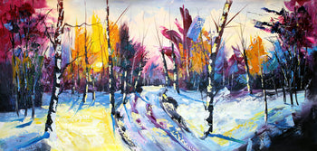 Abstrakt Oljemålning - Lovely Winter