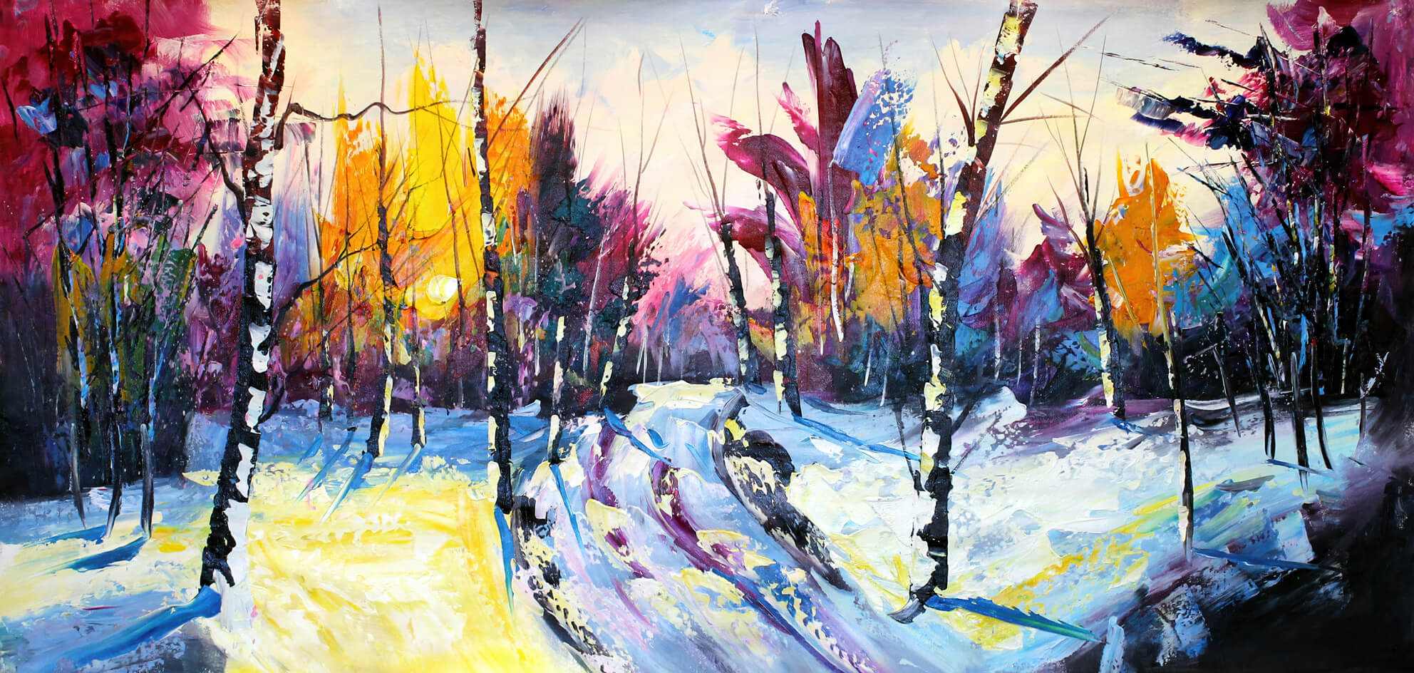 Abstrakt Oljemålning - Lovely Winter