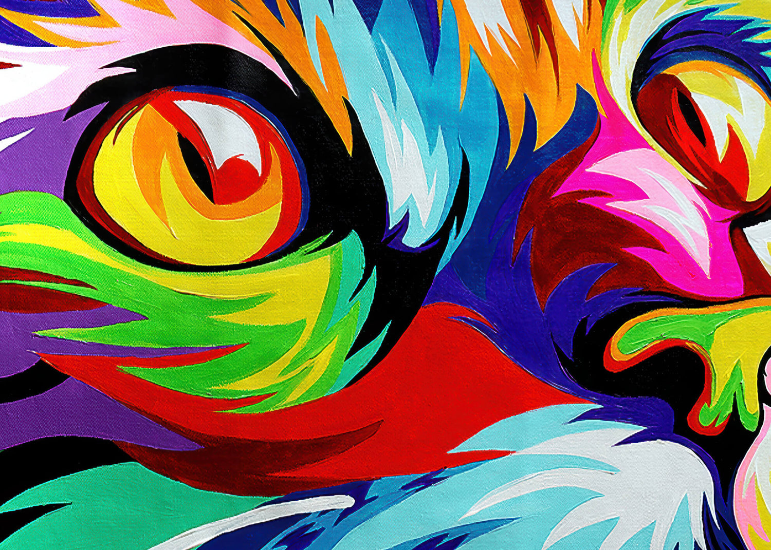 Abstrakt Oljemålning - Colorful Cat