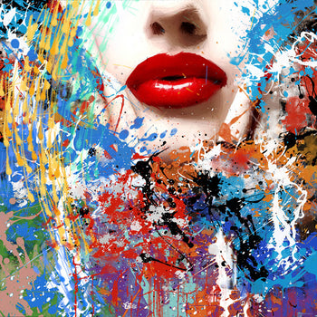 Abstrakt Oljemålning - Fancy lips