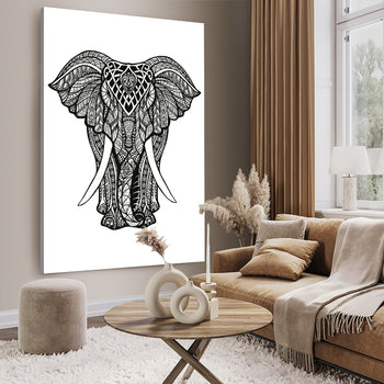 Canvastavla - Elephant black and white