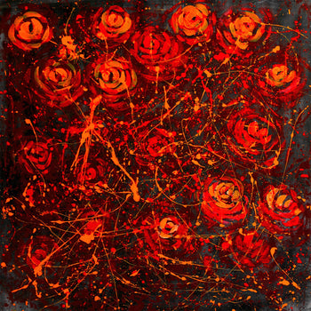 Abstrakt Oljemålning - Blood roses
