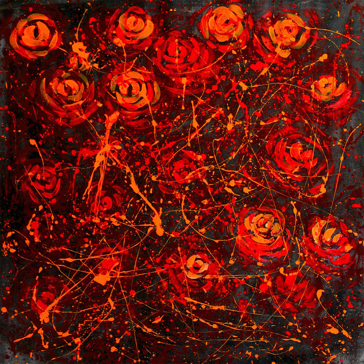 Abstrakt Oljemålning - Blood roses