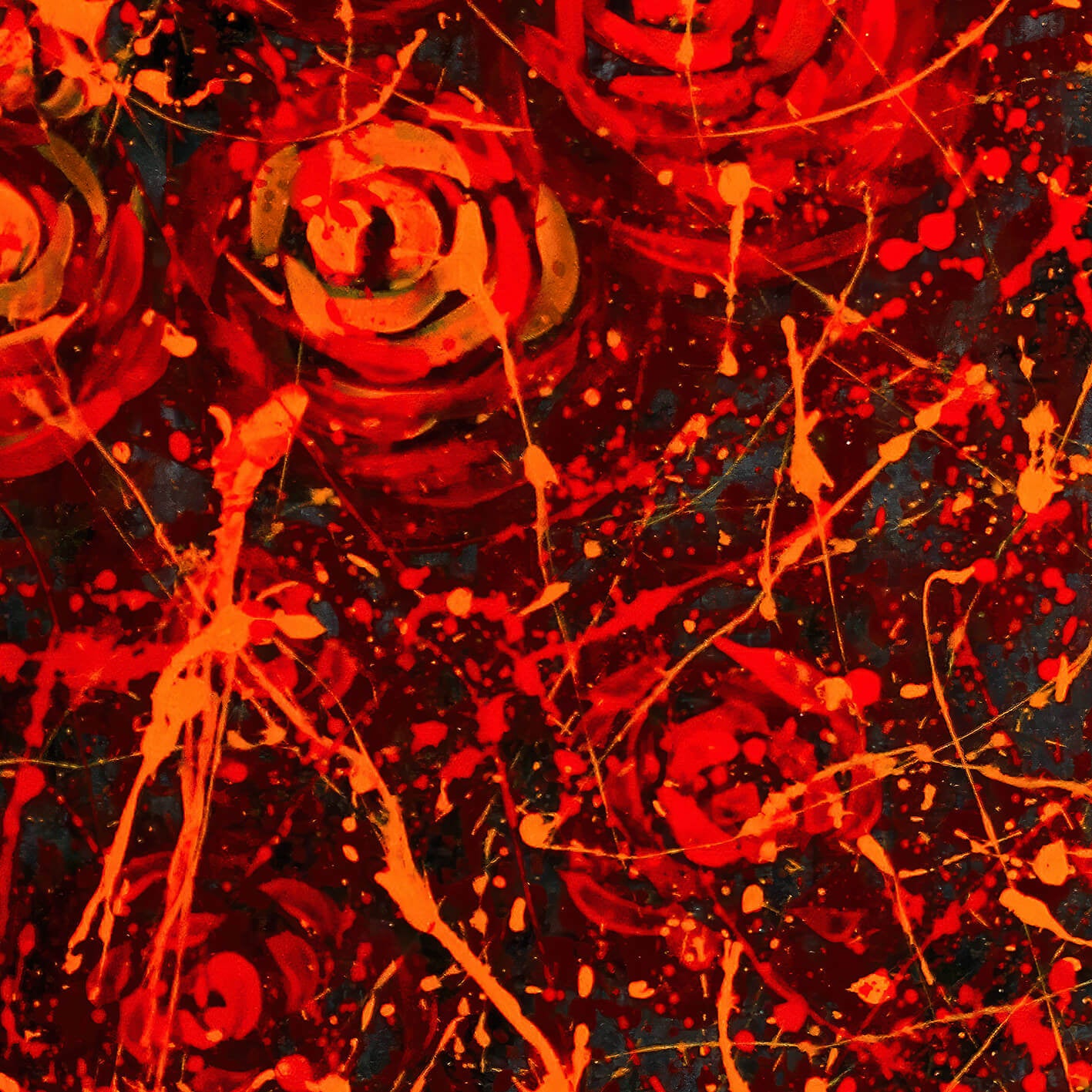 Abstrakt Oljemålning - Blood roses