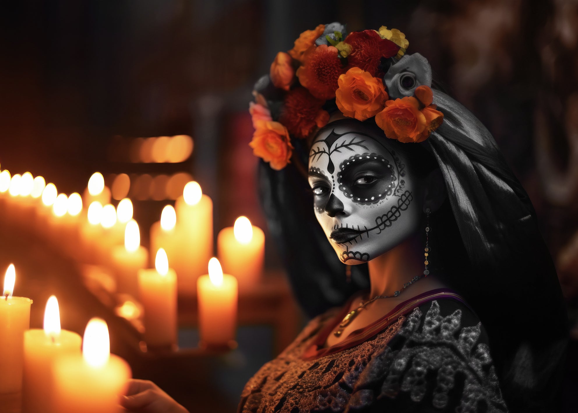 Canvastavla - Skull and Petal