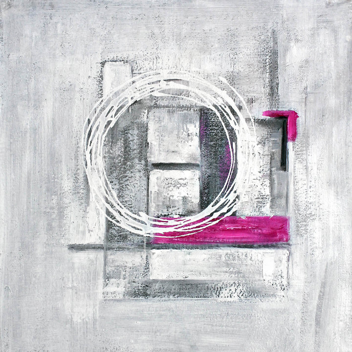 Abstrakt Oljemålning - Grey Circle