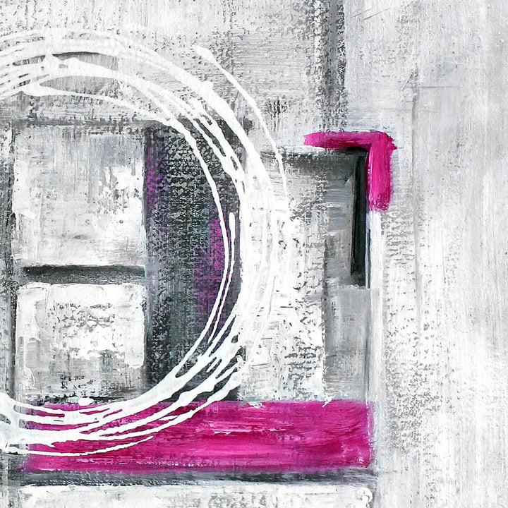 Abstrakt Oljemålning - Grey Circle