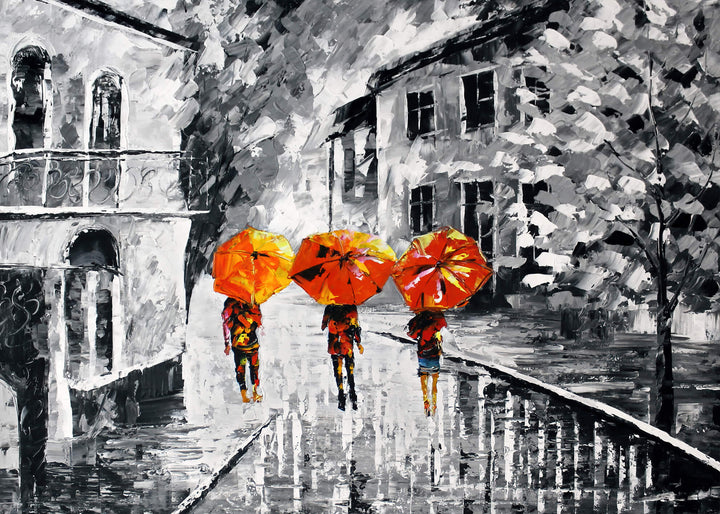 Abstrakt Oljemålning - Rainy night