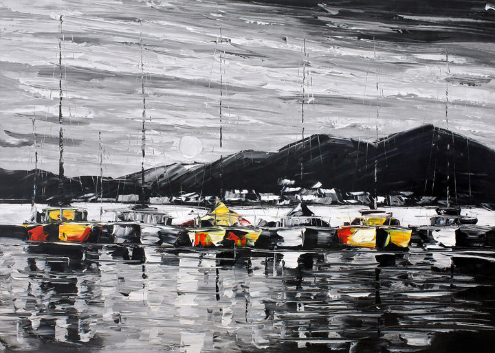 Abstrakt Oljemålning - Night at Sea