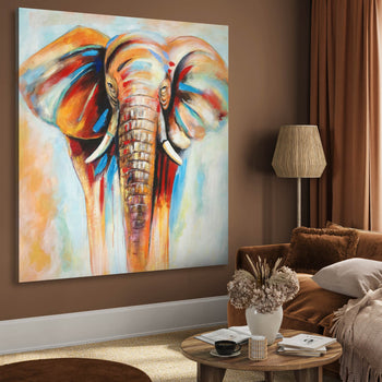 Abstrakt Oljemålning - Elephant Wisdom