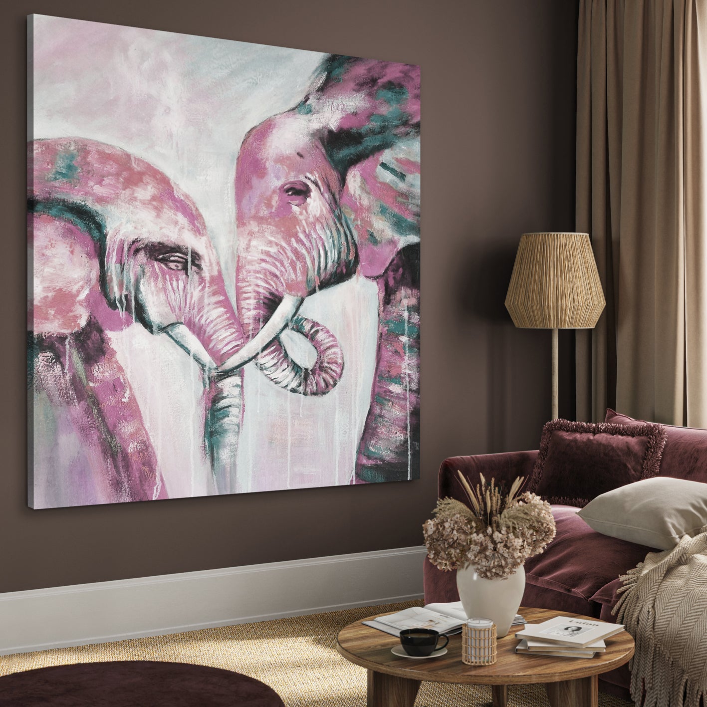 Abstrakt Oljemålning - Elephant Love Pastels