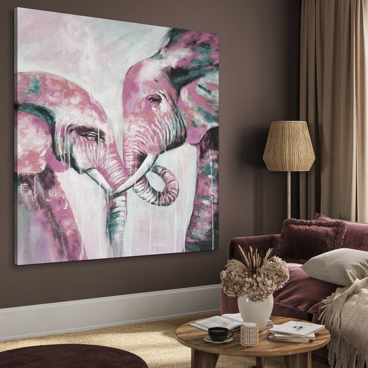Abstrakt Oljemålning - Elephant Love Pastels