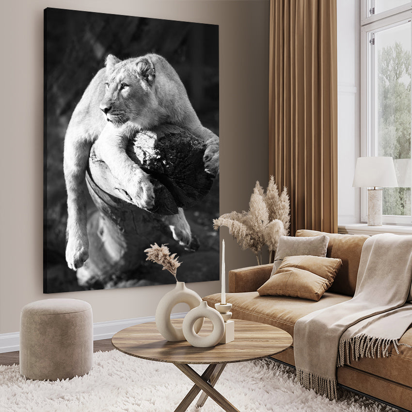Canvastavla - Lurking lion