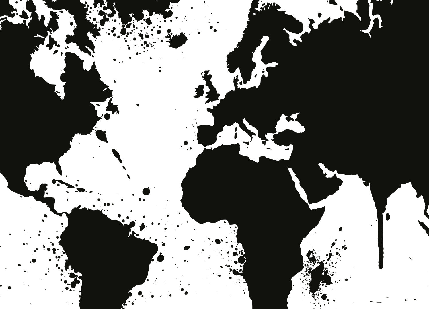 Canvastavla - Black & White World Map