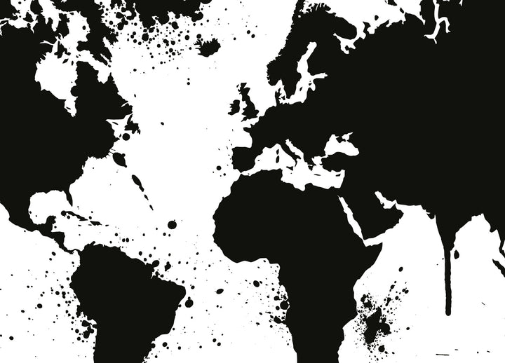 Canvastavla - Black & White World Map