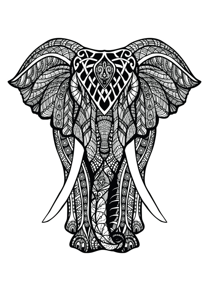Canvastavla - Elephant black and white