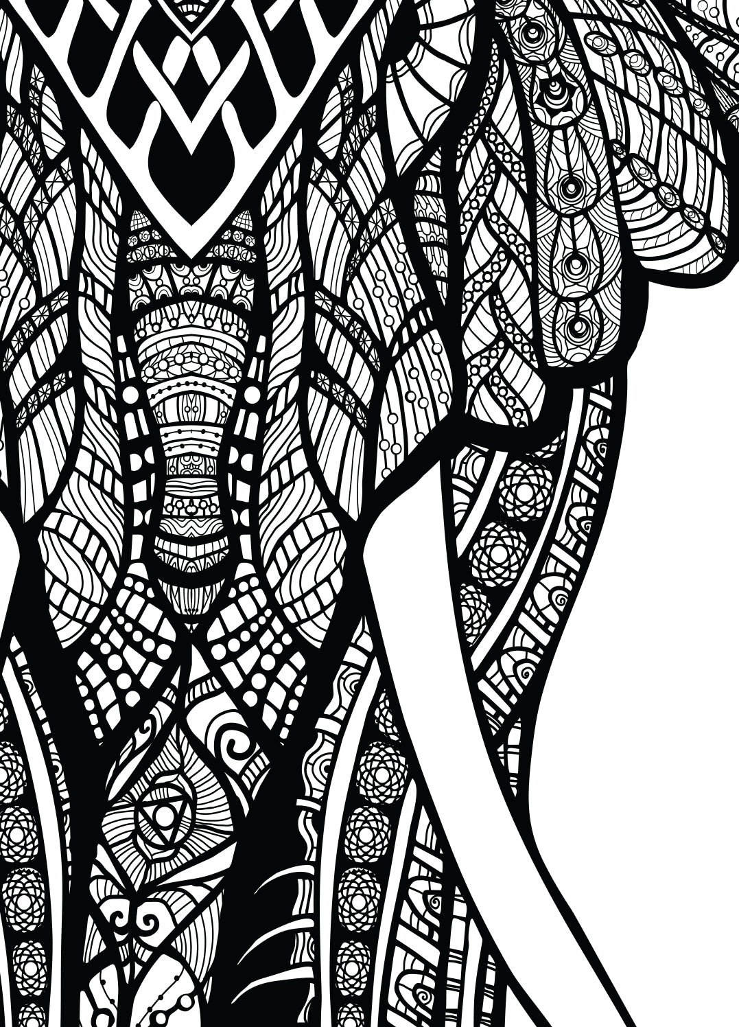 Canvastavla - Elephant black and white