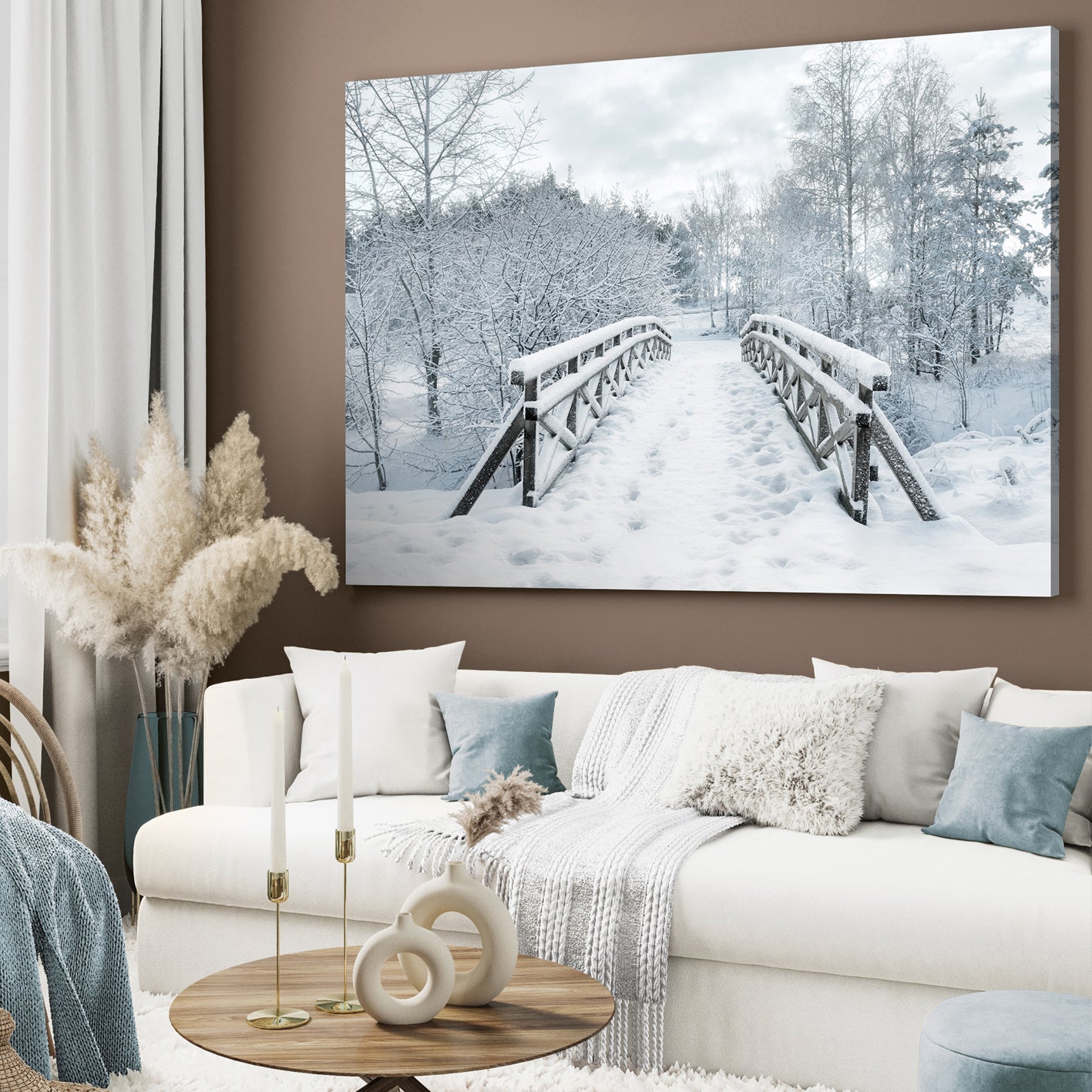 Canvastavla - Snowy Bridge