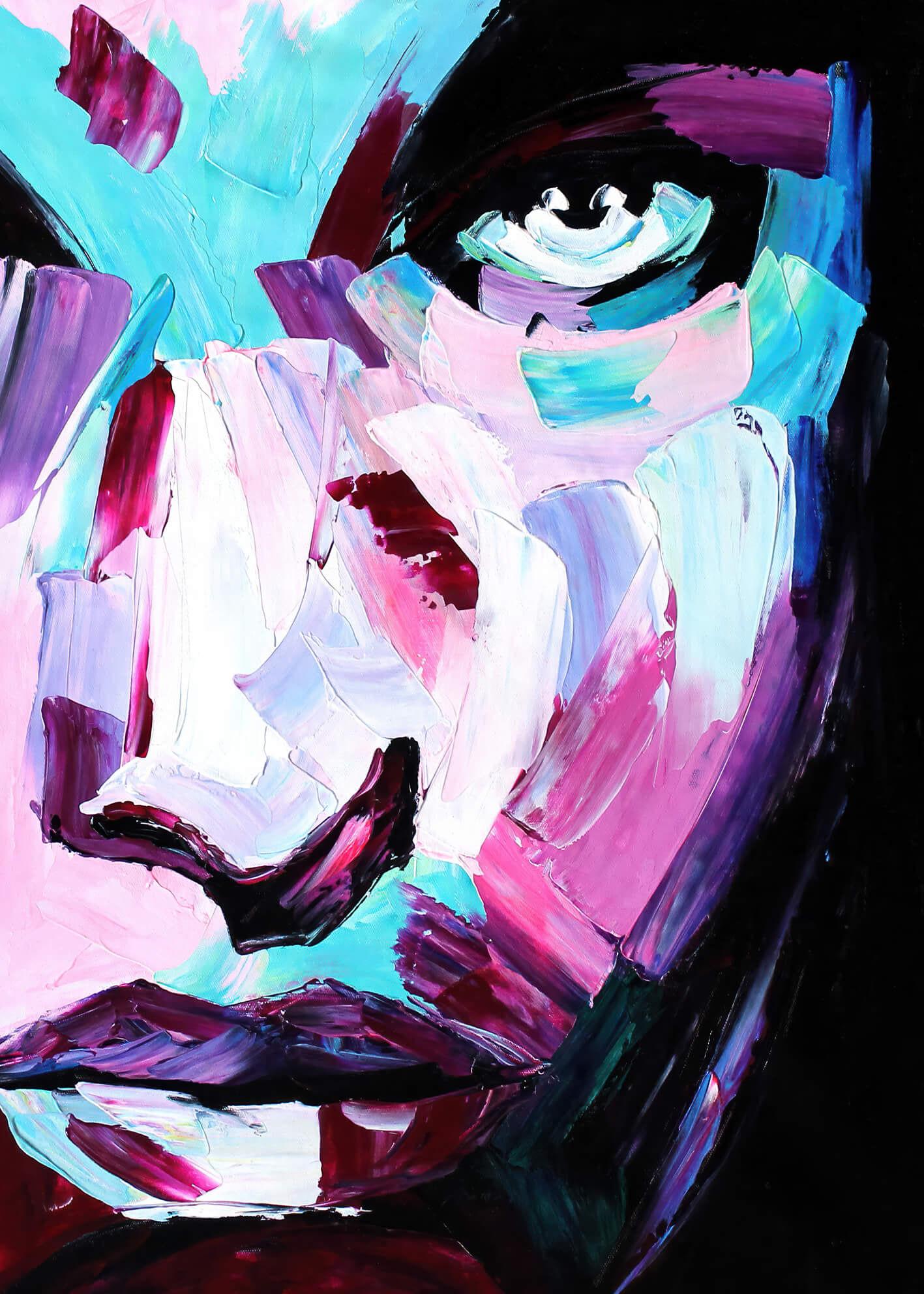 Abstrakt Oljemålning - Aqua Eye