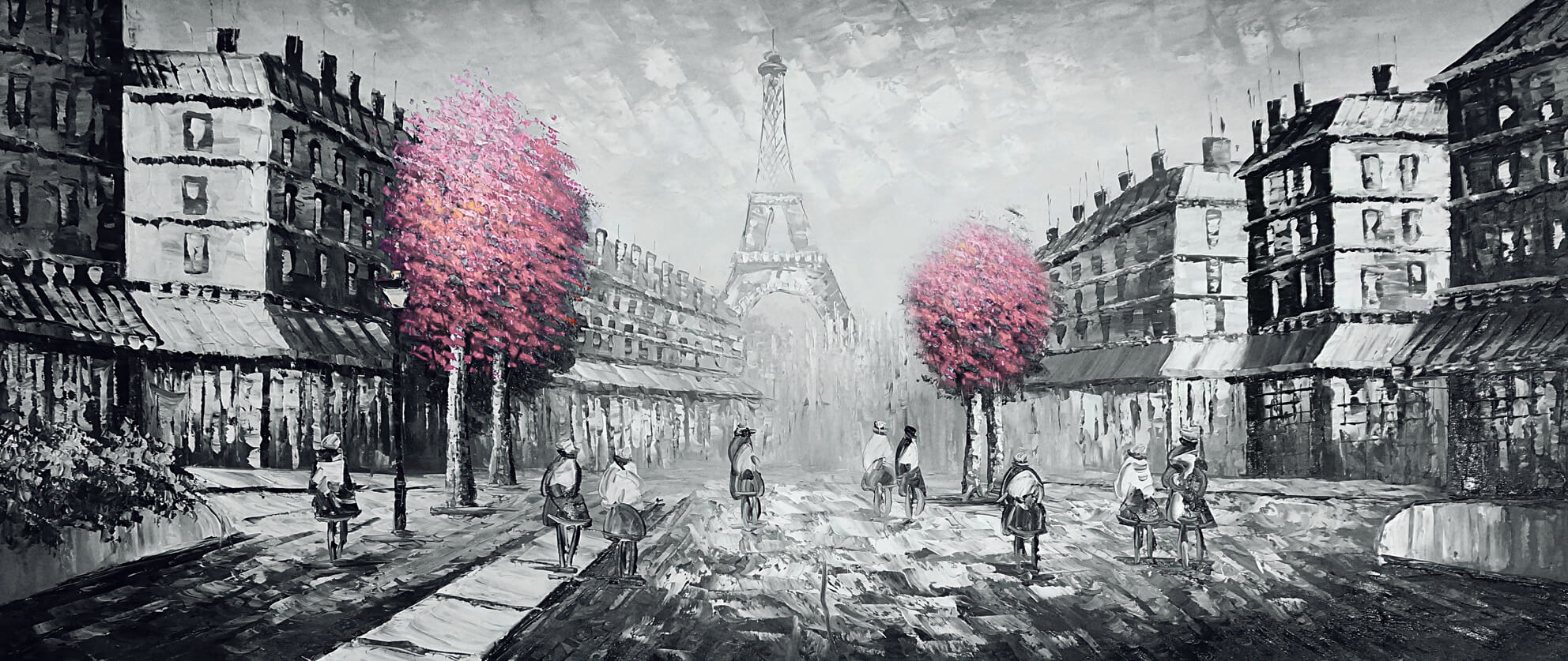 Abstrakt Oljemålning - Pink Paris