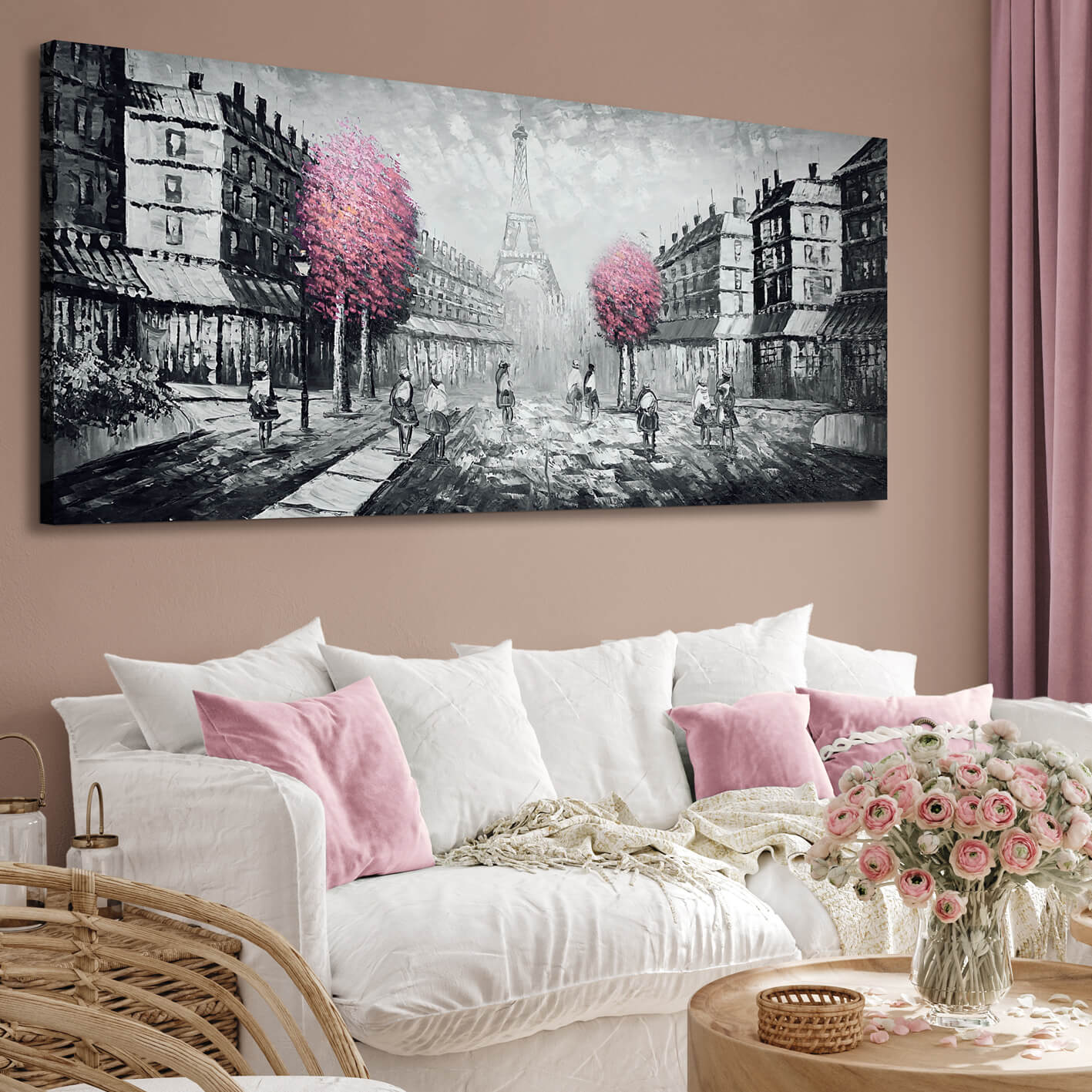 Abstrakt Oljemålning - Pink Paris