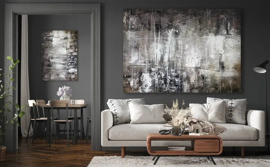 Hand-painted oil paintings in a living room
